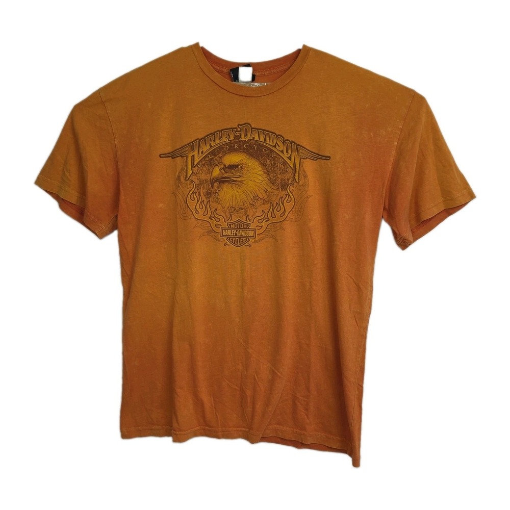 Harley-Davidson T-shirt Men's XL Orange Graphic Prints St. Charles IL